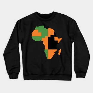 Africa Map, Kente Pattern Crewneck Sweatshirt